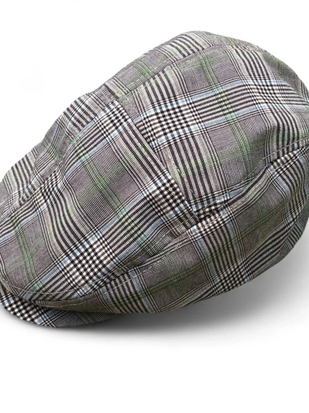 MEGA CAPS Rayon Blend Newsboy Hat Men's MEDIUM Grey Gatsby Cap Plaid
